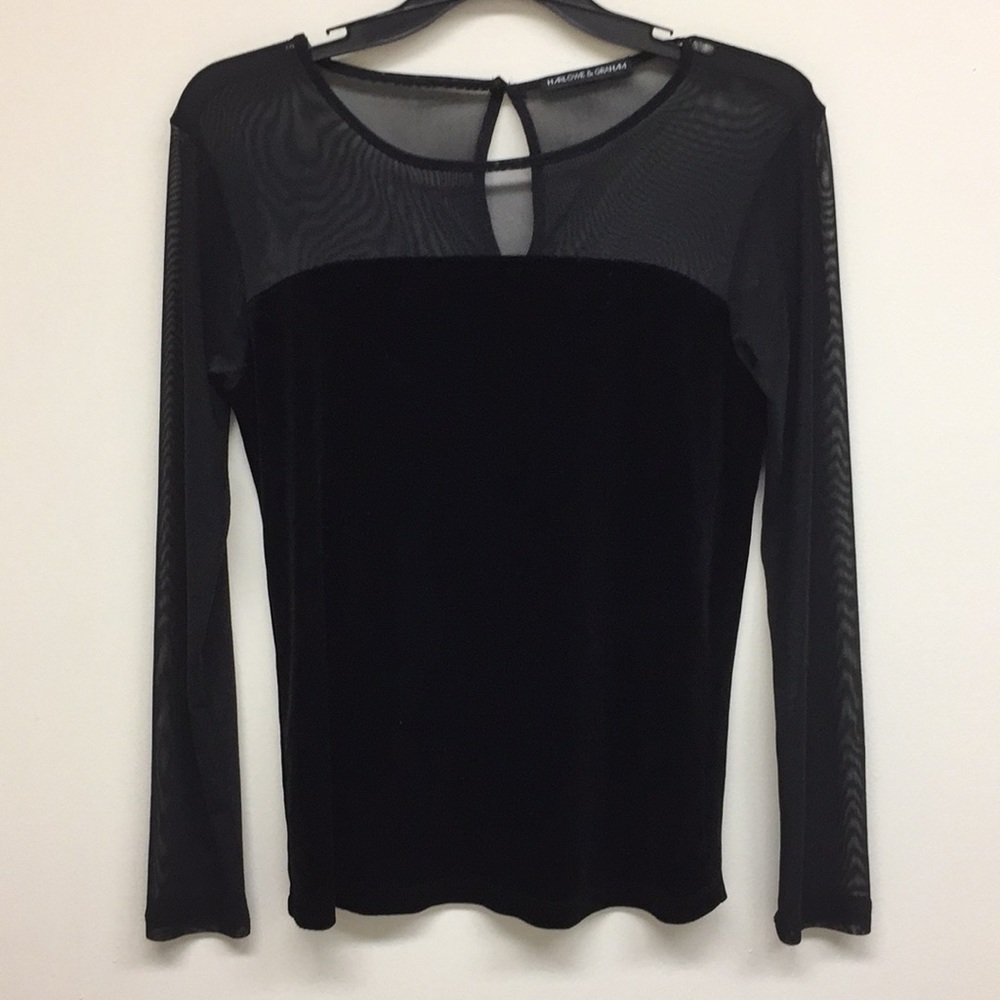 HARLOW & GRAHAM velvet mesh top